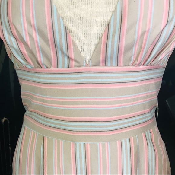 Tommy Bahaha Silk Neutral Striped Halter Dress - Picture 5 of 14